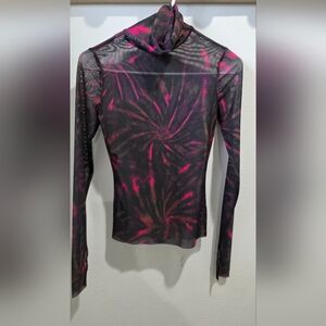 AFRM Black and Pink Sheer Long Sleeve Top